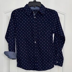 Ben Sherman boys Navy Blue Patterned Shirt